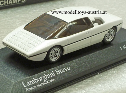 Lamborghini Bravo 1974 weiss metallik neulackiert 2005 1:43