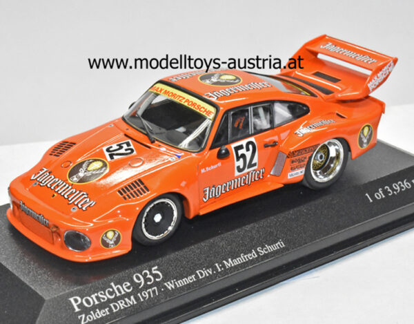 Porsche 911 935 1977 DRM Zolder Sieger Manfred SCHURTI Max und Moritz JÄGERMEISTER 1:43