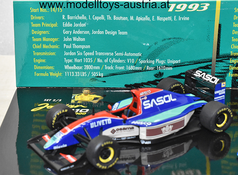 Jordan 193 + 194 Hart 1993 / 1994 BARRICHELLO / CAPELLI / BOUTSEN / APICELLA / NASPETTI / IRVINE / SUZUKI / de CESARIS 1:43