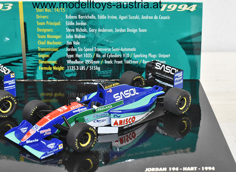 Jordan 193 + 194 Hart 1993 / 1994 BARRICHELLO / CAPELLI / BOUTSEN / APICELLA / NASPETTI / IRVINE / SUZUKI / de CESARIS 1:43