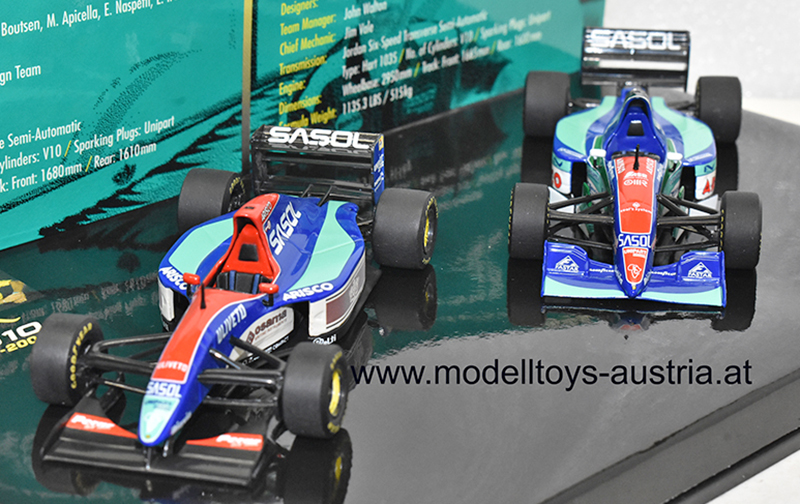 Jordan 193 + 194 Hart 1993 / 1994 BARRICHELLO / CAPELLI / BOUTSEN / APICELLA / NASPETTI / IRVINE / SUZUKI / de CESARIS 1:43