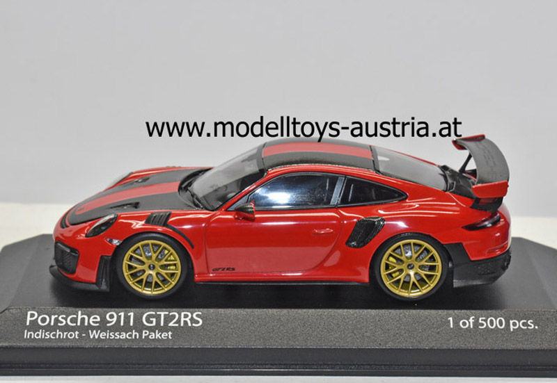 Porsche 911 991 Coupe GT2 RS WEISSACH PAKET 2018 rot / schwarz 1:43