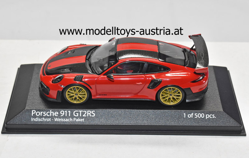 Porsche 911 991 Coupe GT2 RS WEISSACH PAKET 2018 rot / schwarz 1:43