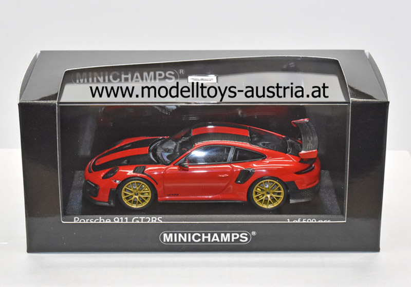 Porsche 911 991 Coupe GT2 RS WEISSACH PAKET 2018 rot / schwarz 1:43