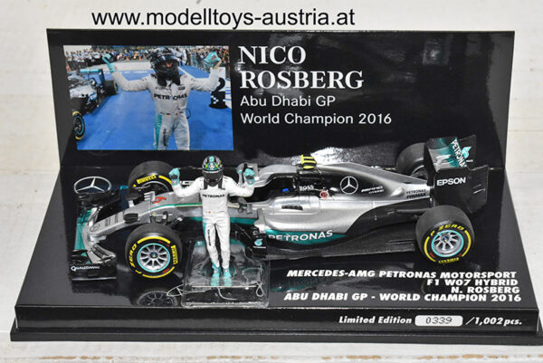Mercedes GP PETRONAS AMG W07 Hybrid 2016 Nico ROSBERG Weltmeister Abu Dhabi GP 1:43
