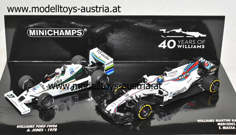 Williams FW06 1978 JONES + Williams FW40 2017 MASSA WILLIAMS F1 40TH ANNIVERSARY 1:43 2er Set