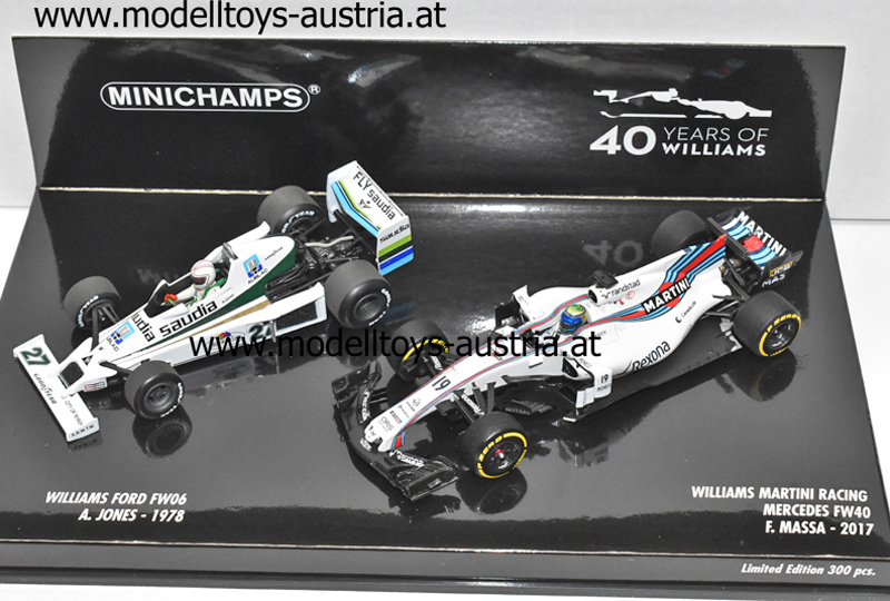 Williams FW06 1978 JONES + Williams FW40 2017 MASSA WILLIAMS F1 40TH ANNIVERSARY 1:43 2er Set