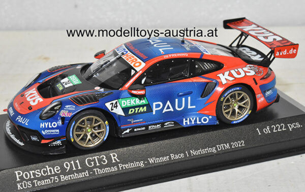 Porsche 911 GT3 R DTM 2022 Sieger Norisring Thomas PREINING Team KÜS 1:43 Minichamps