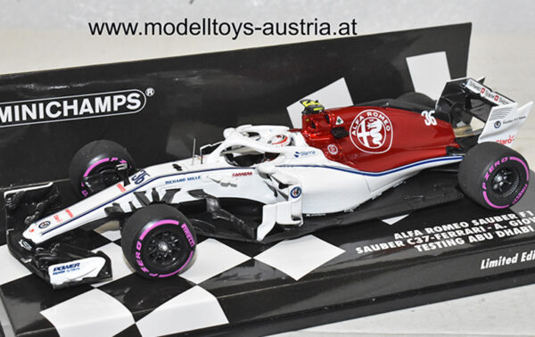 Sauber C37 Alfa Romeo F1 Ferrari 2018 Antonio GIOVINAZZI Testing Abu Dhabi GP 1:43 Minichamps