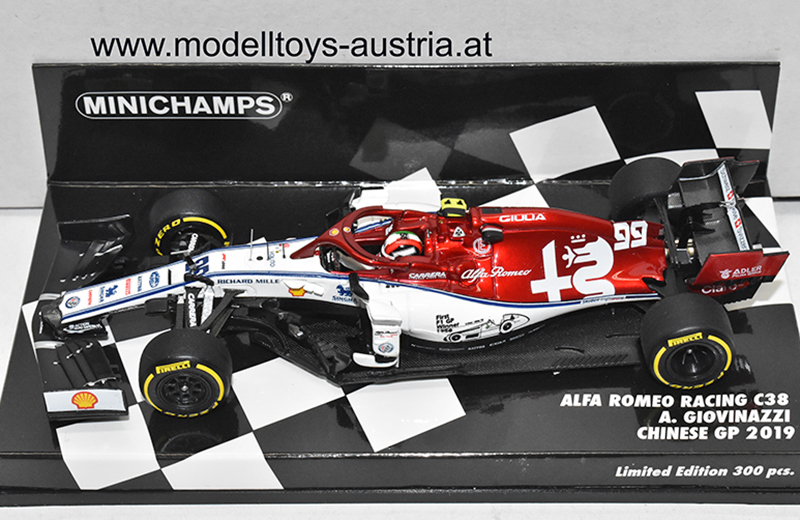 Alfa Romeo Racing C38 Ferrari 2019 Antonio GIOVINAZZI China GP Sauber Motorsport 1:43 Minichamps