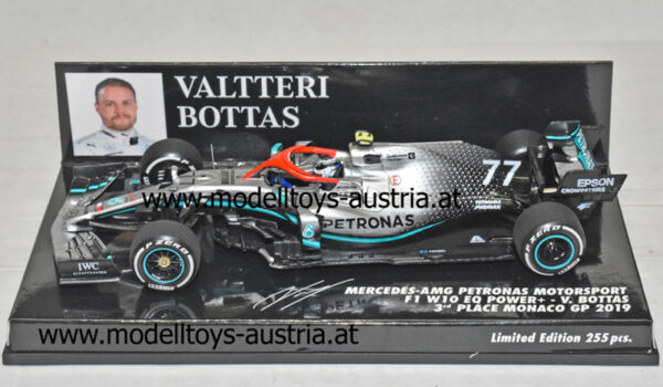 Mercedes AMG Petronas F1 W10 EQ Power+ 2019 Valtteri BOTTAS 3. Platz MONACO GP Monte Carlo 1:43 Minichamps