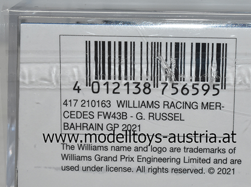 Williams FW43B Mercedes 2021 George RUSSELL Bahrain GP 1:43
