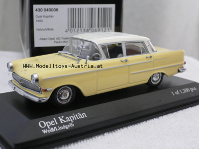 Opel Kapitän P2 Limousine 1959 - 1964 gelb / weiss 1:43