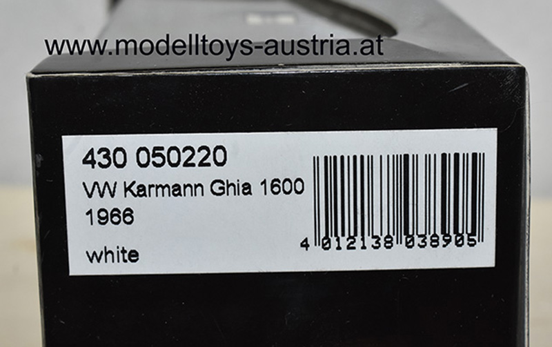VW Karmann Ghia 1600 Typ 34 1966 weiss / schwarz 1:43
