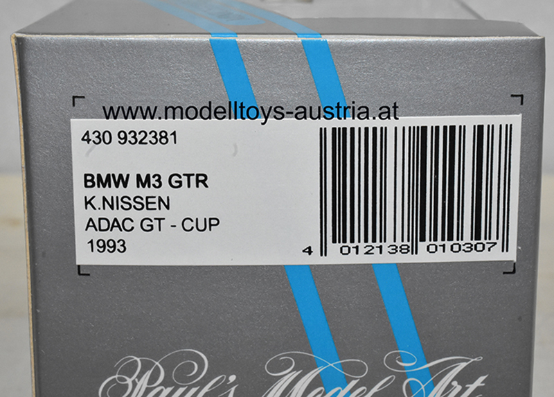 BMW E36 Coupe M3 GTR 1993 ADAC GT-Cup Kris NISSEN 1:43