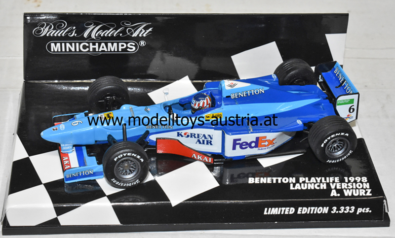 Benetton B197 Playlife 1998 Launch Version Alexander WURZ 1:43