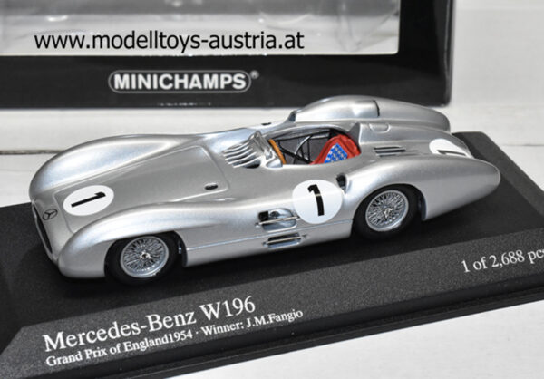 Mercedes Benz W196 1954 Juan Manuel FANGIO Weltmeister Sieger England GP 1:43