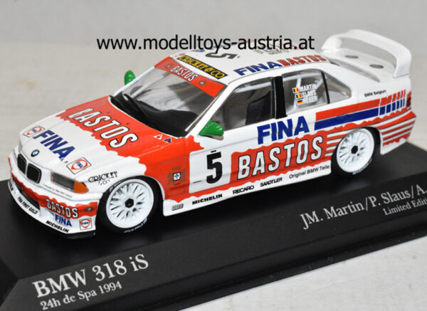 BMW E36 318 iS 1994 Spa Jean-Michel Martin / Patrick Slaus / Altfrid Heger TEAM BASTOS 1:43