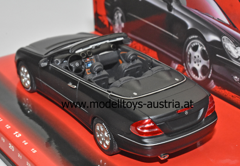 Mercedes Benz A209 Cabrio CLK Klasse 2003 matt schwarz FULDA Edition 1:43 SCHWARZ BREIT STARK