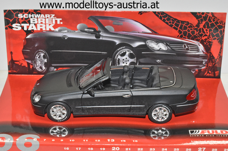 Mercedes Benz A209 Cabrio CLK Klasse 2003 matt schwarz FULDA Edition 1:43 SCHWARZ BREIT STARK