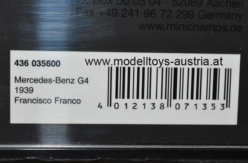 Mercedes Benz W31 G4 1939 FRANCISCO FRANCO grau / schwarz 1:43