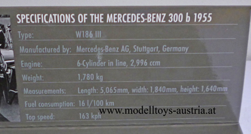 Mercedes Benz W186 III 300 B 1955 Konrad ADENAUER 1:43