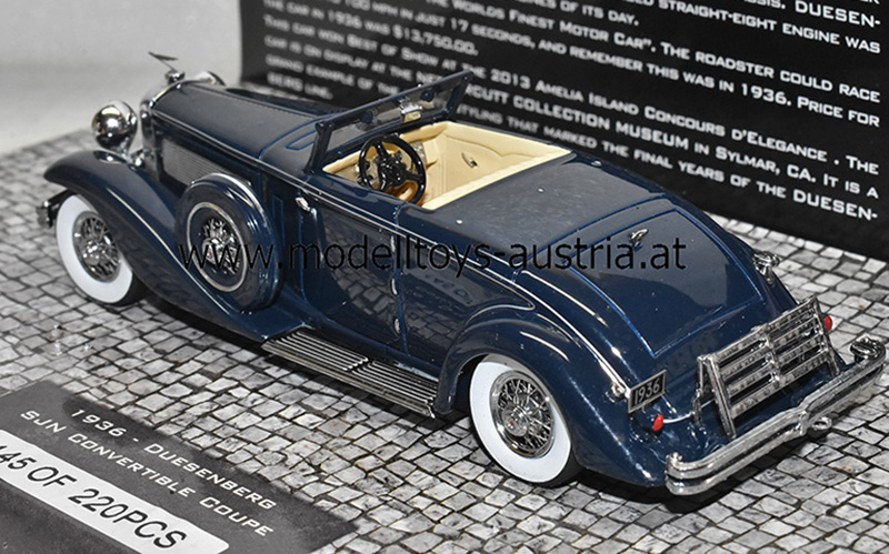 Düsenberg SJN Supercharged Cabrio 1936 dunkelblau 1:43