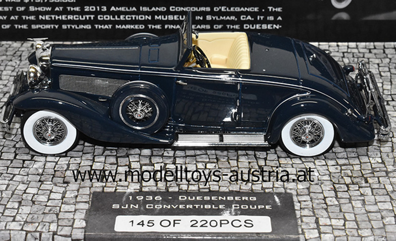 Düsenberg SJN Supercharged Cabrio 1936 dunkelblau 1:43