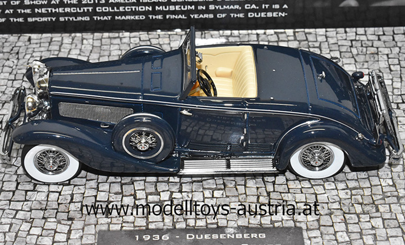 Düsenberg SJN Supercharged Cabrio 1936 dunkelblau 1:43