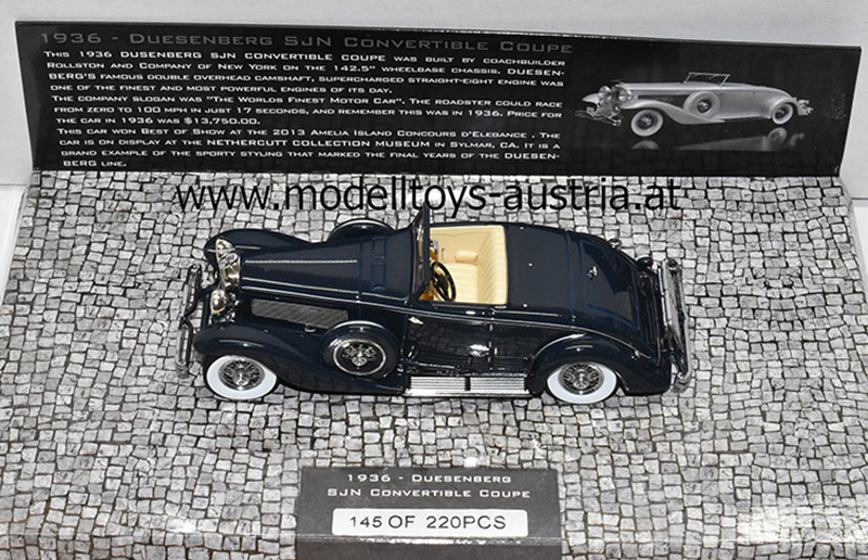 Düsenberg SJN Supercharged Cabrio 1936 dunkelblau 1:43