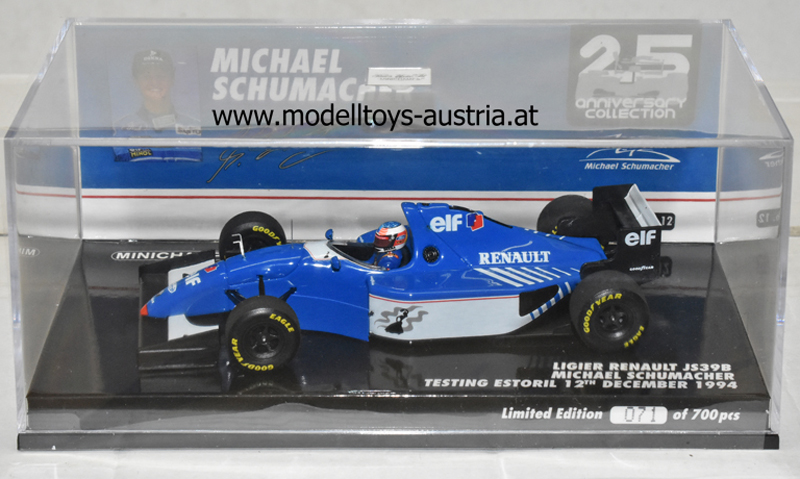 Ligier JS39B Renault 1994 Michael SCHUMACHER Test Estoril 12. Dezember 1994 1:43 Minichamps