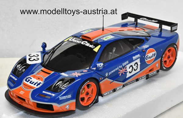 McLaren F1 GTR Kurzheck 1996 Le Mans J.J. LEHTO / Ray BELLM / James WEAVER Team GULF Racing 1:18