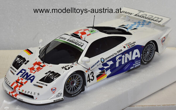 McLaren F1 GTR Langheck 1997 Le Mans Peter KOX / Roberto RAVAGLIA / Eric HELARY Team FINA BMW MOTORSPORT 1:18