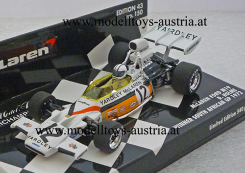 McLaren M19 Ford 1972 YARDLEY Sieger Südafrika GP Denny HULME 1:43 Minichamps
