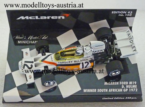 McLaren M19 Ford 1972 YARDLEY Sieger Südafrika GP Denny HULME 1:43 Minichamps