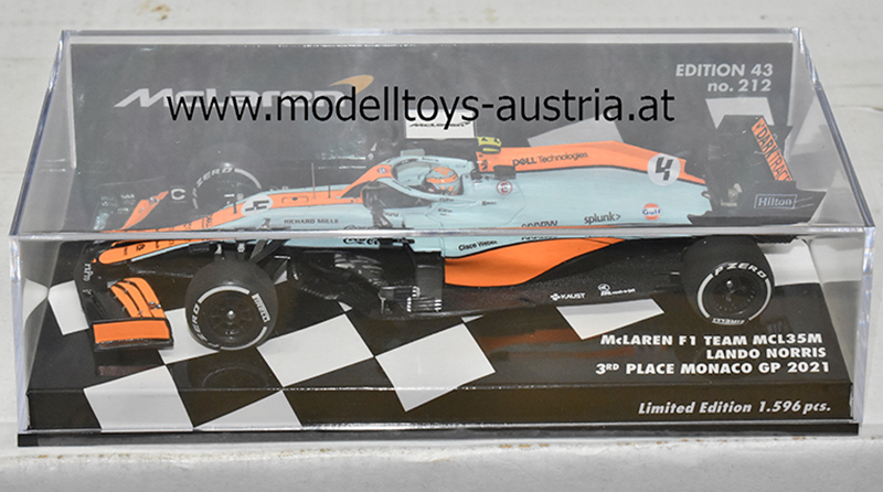 McLaren MCL35M Mercedes 2021 Lando NORRIS Monaco GP Monte Carlo 1:43 Minichamps