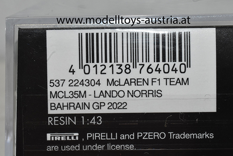 McLaren MCL36 Mercedes 2022 Lando NORRIS Bahrain GP 1:43
