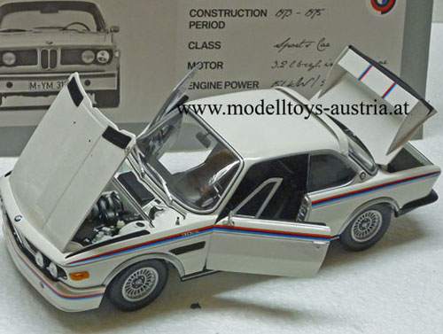 BMW E9 3.0 CSL Coupe mit Spoiler Set 1973 - 1975 weiss 1:18