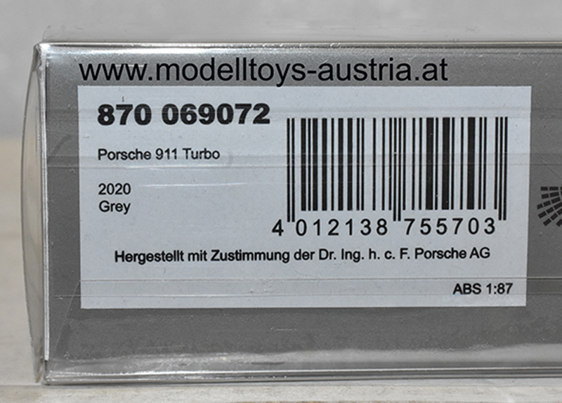 Porsche 911 992 Coupe Turbo 2020 grau 1:87 H0