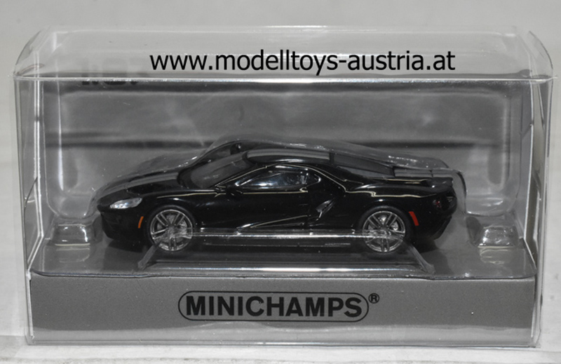 Ford GT Straßenversion 2018 schwarz mit silbernen Streifen 1:87 H0