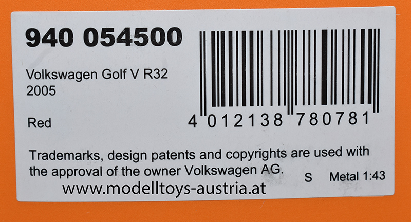 VW Golf V Golf 5 Limousine R32 2005 rot 1:43