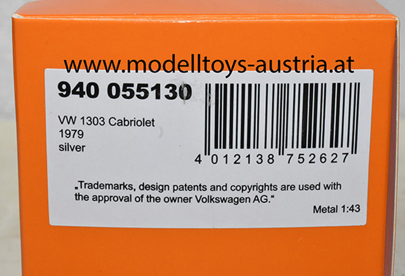 VW Käfer 1303 Cabrio 1979 silber metallic 1:43