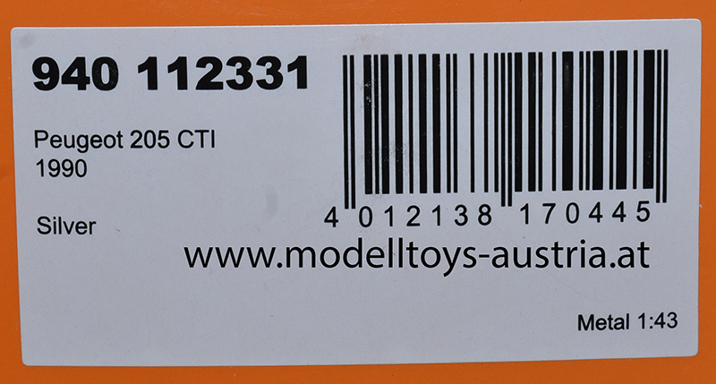 Peugeot 205 Cabrio CTI 1990 silber 1:43