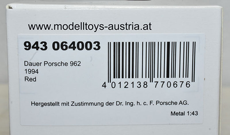 Dauer Porsche 962 Street 1994 rot 1:43