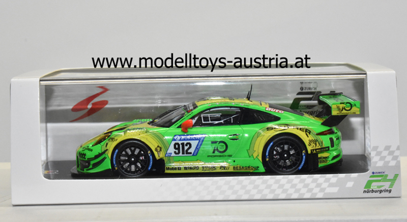 Porsche 911 991 Coupe GT3 R 2018 Sieger Nürburgring Lietz / Pilet / Makowiecki / Tandy GRELLO #912 Manthey Racing 1:43 Spark