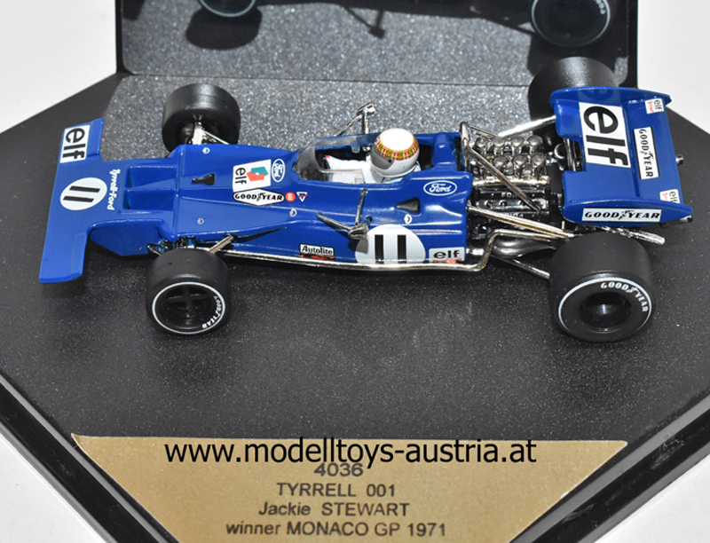 Tyrrell 001 Ford 1971 Sir Jackie STEWART Sieger Monaco GP Monte Carlo 1:43