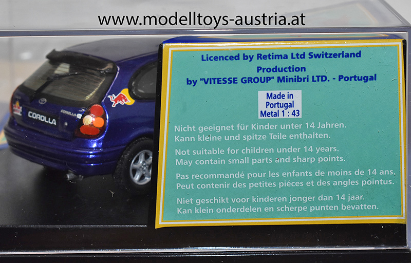 Toyota Corolla E11 Hatchback 1998 C17 Red Bull Sauber Petronas Lilablau metallik 1:43 Sondermodell