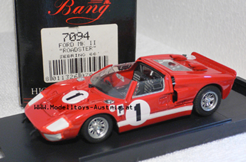Ford GT40 MK II Targa 1966 Sebring Sieger Ken MILES / RUBY 1:43