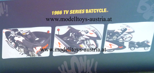 Batman Batmobil 1966 BAT MOTORAD und SEITENWAGEN schwarz 1:12