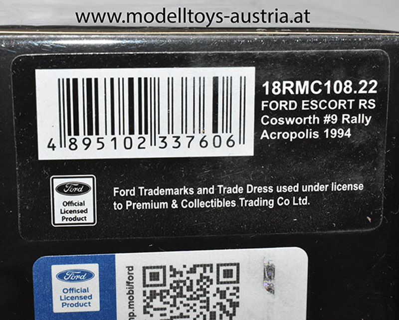Ford Escort RS Cosworth 1994 Rally Acropolis Ari VATANEN / Fabrizia PONS Red Bull 1:18